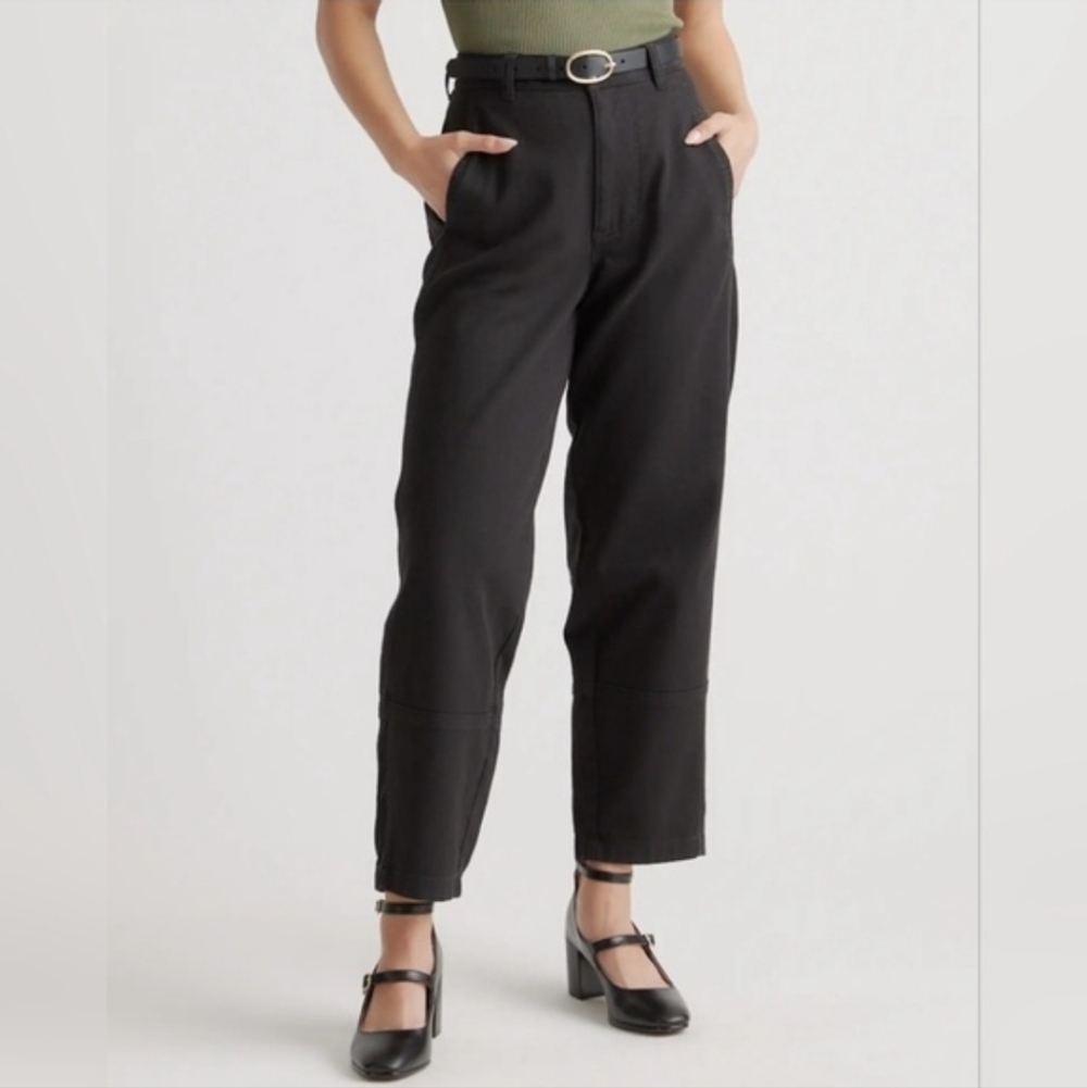 Quince Barrel Leg Jeans Twill Organic Cotton Stretch Black Size 4 Minimalist